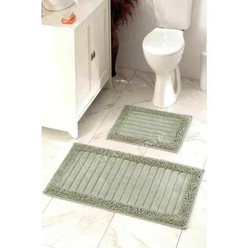 Anchor Home 2li Cotton Toilet Seat Pad Bath Mat Set Diamond Night Green