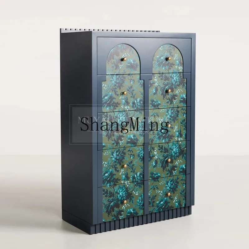 FG good-looking  retro solid wood chest cabinet living room porch decorative drawer locker storage cabinet