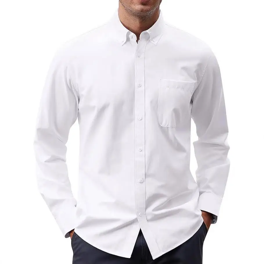 

Men's Ox Cloth irt Long Sve Button up ket Detail Pure Color Classic Sle Ciwalk Suitable Casual Ne