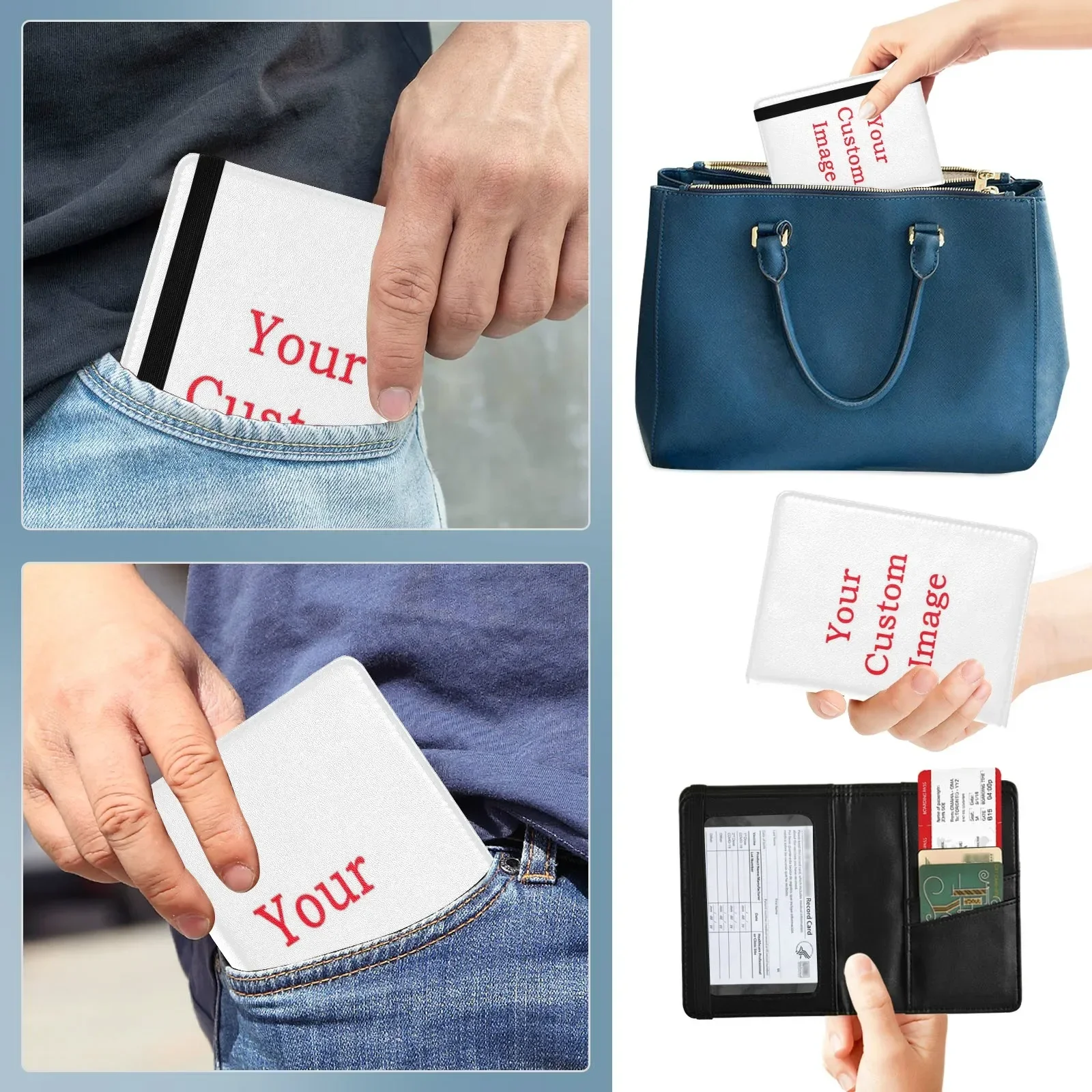 Personalized Passport Holder Leather Custom Pattern PU Passport Protector Wallet Cover Travel Accessories Portable Clutch Bags