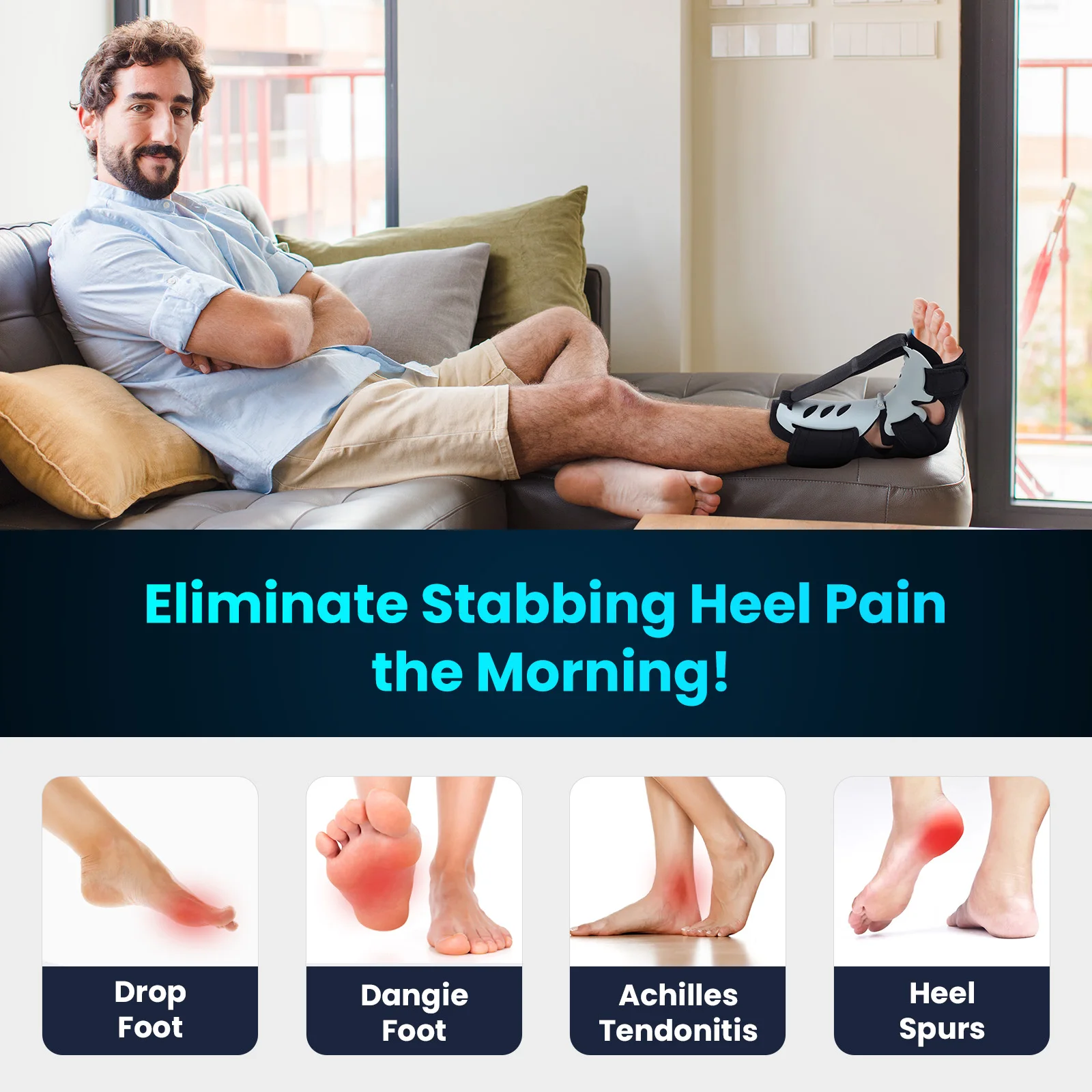 1Pcs Adjustable Ankle Brace Plantar Fasciitis Protector Foot Support Plantar Fasciitis Arch Foot Pain Achilles Tendon Drop Brace