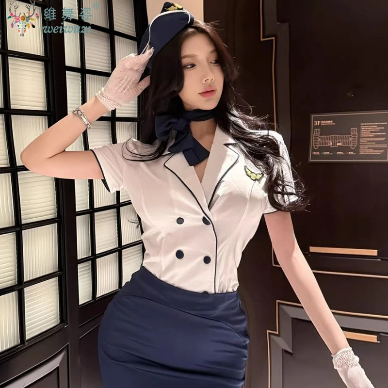 

Halloween Flight Attendant Cosplay Role Play Uniform Adult Women Work Sexy Uniforms Exotic Sets Sexy Lady Exotic Fancy Cosplay