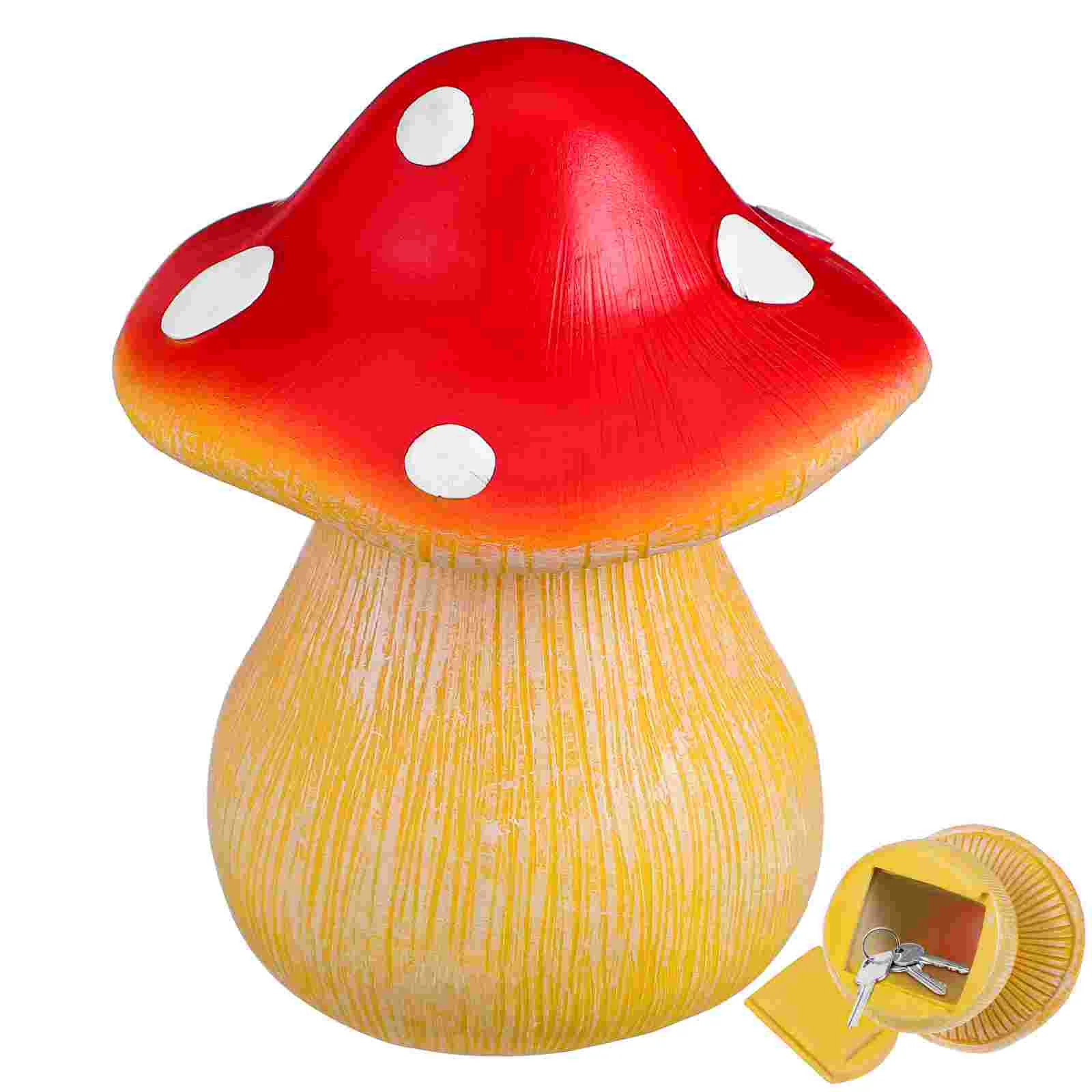 Mushroom Hidden Key Holder for outside Box Mushrooms Hider Storage Ornaments Resin Office