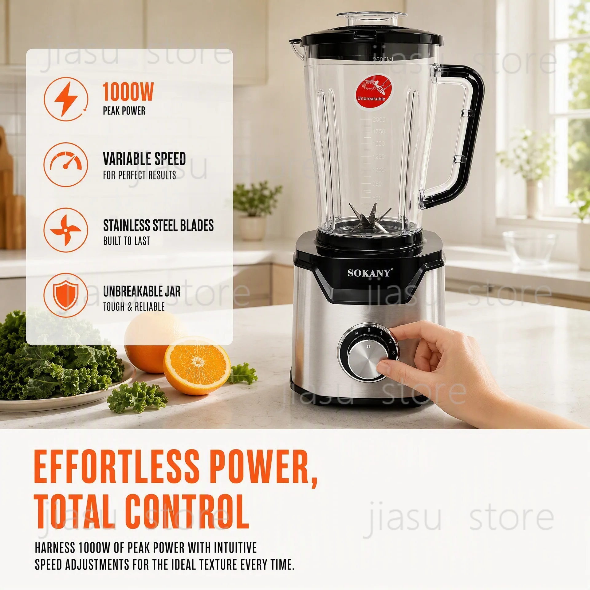 Three-in-one juicing mixer Multifunctional grinder 2.5L capacity Multi-speed adjustment Juicing filtration