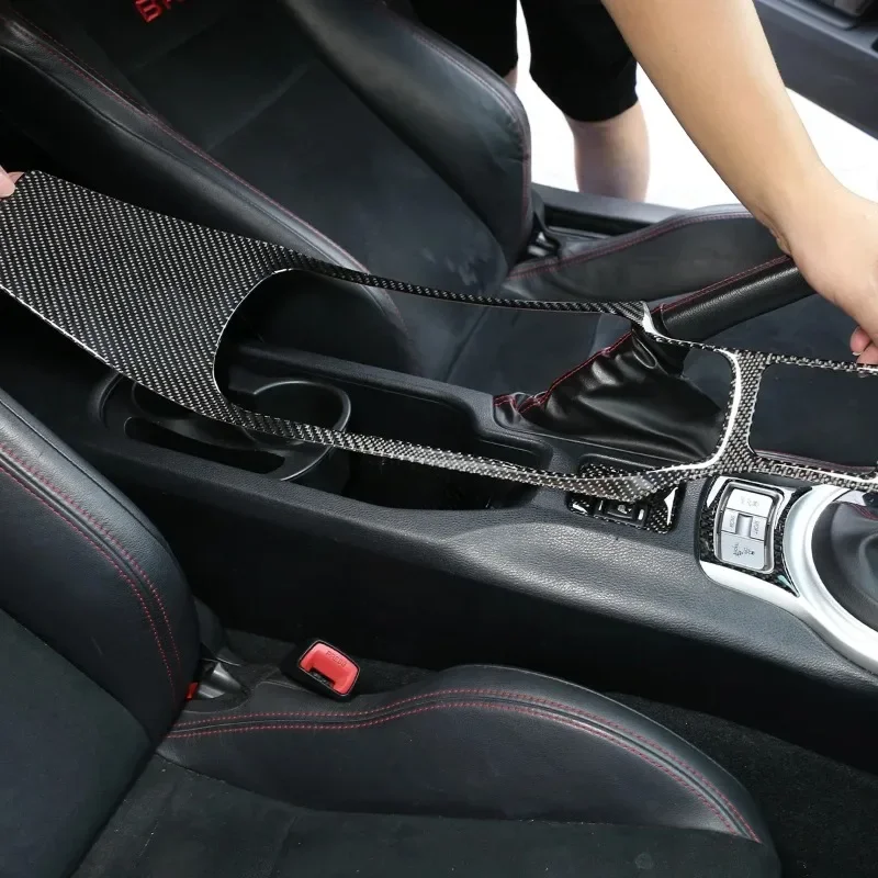 

For Subaru BRZ for Toyota GT86 2016-20 Soft Carbon Fiber Car Central Control Water Cup Holder Cover Trim Sticker Car Accessories