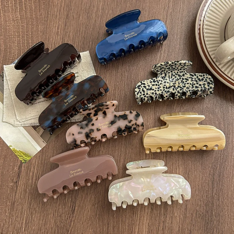 French Long Acetate Hair Crab Korean Square Irregular Hair Clip For Girls Women Tie Hair Accessories Fashion Shark Clip Headwear