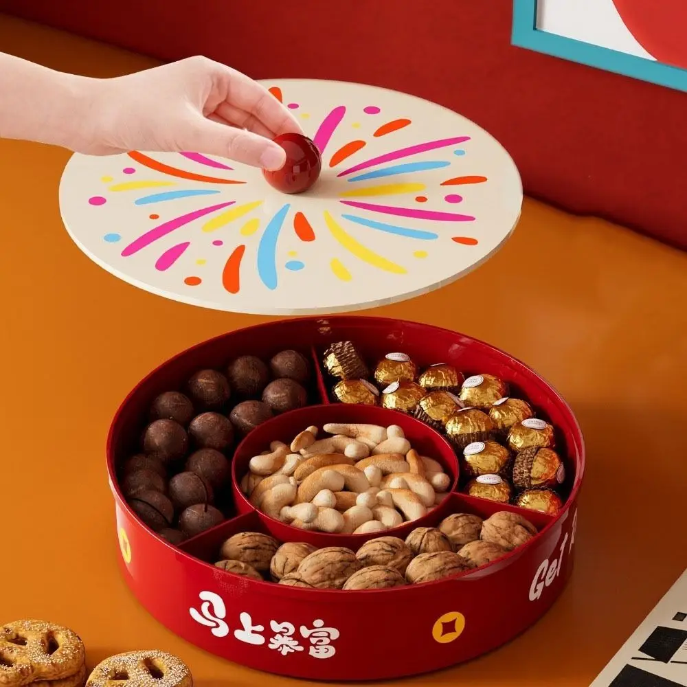 أطباق فاكهه بلاستيكية متعددة الطبقات مستديرة ذات سعة كبيرة صينية تقديم فواكه مجففة مع غطاء طبق فواكه مختوم لغرفة المعيشة