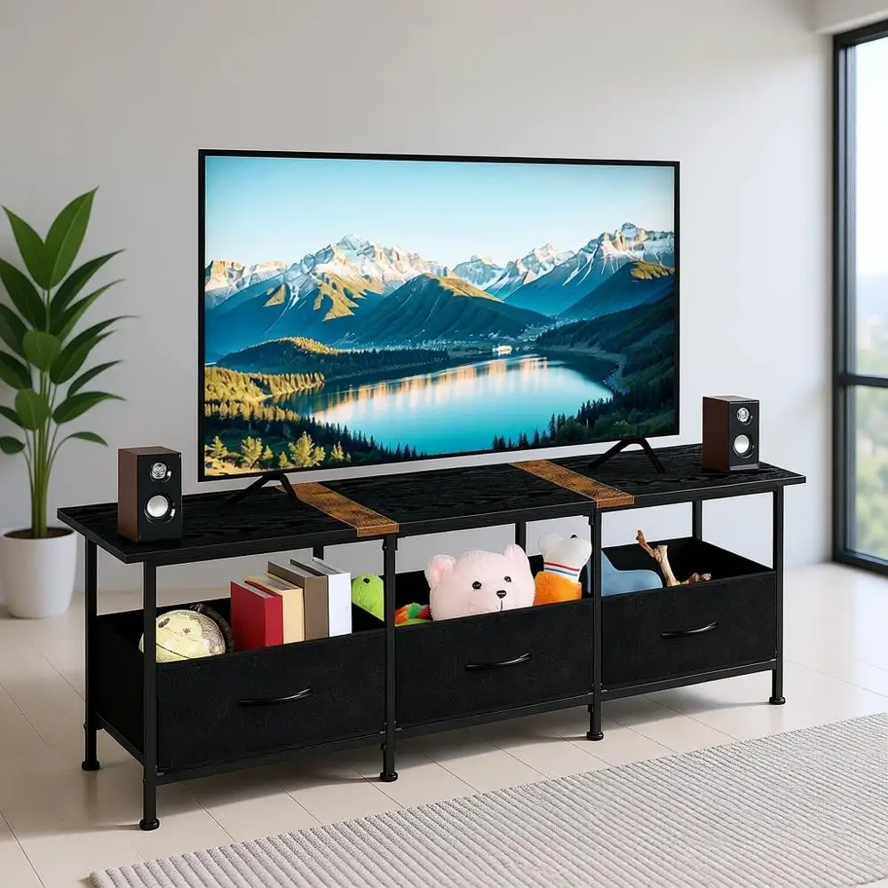 

Тумба для телевизора с тканевыми ящиками для телевизоров 50-60 дюймов для гостиной или спальни