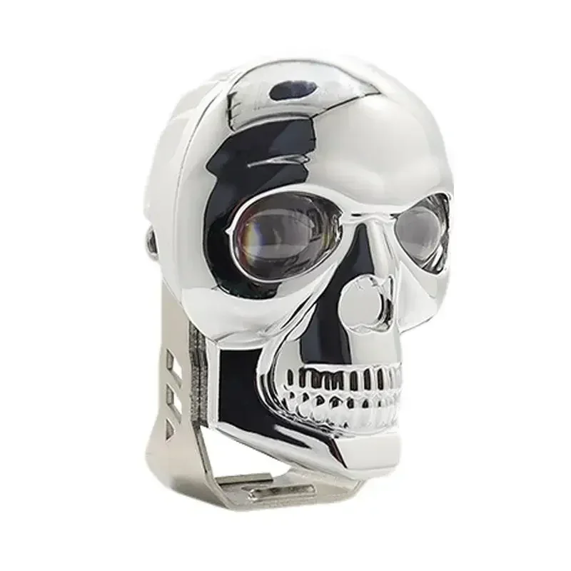Motorcycle Aluminum Alloy Skull Headlight Skull Fog Lights Motorbike High Low Beam Lamp for Halloween Skull Decoration Headlamp - view 5
