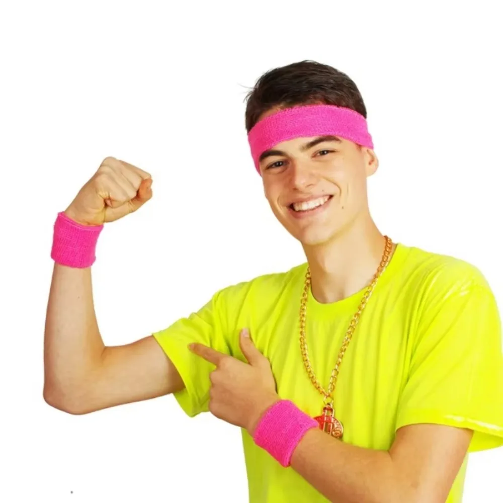80s Neon Disco Party Favors Set Fluorescent Wristbands Headband 1980s Retro Dance Party Decorations