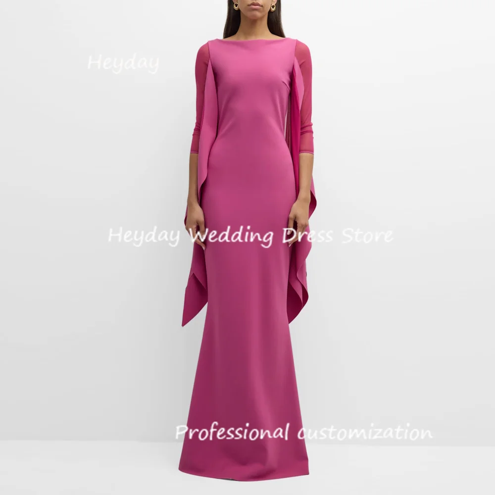 

Heyday Crepe O-Neck Mermaid Floor-Length Sweep Train Classics Draped Formal Occasion Evening Party Pretty Dresses Heyday 2024