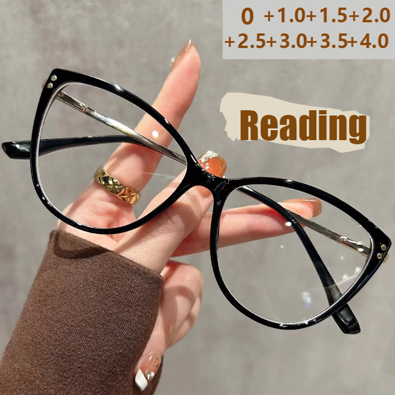 Retro-Cat-Eye-Lesebrille für Damen, eleganter Rahmen mit blauem Licht blockierend, leichte und stilvolle Lesebrille 9216
