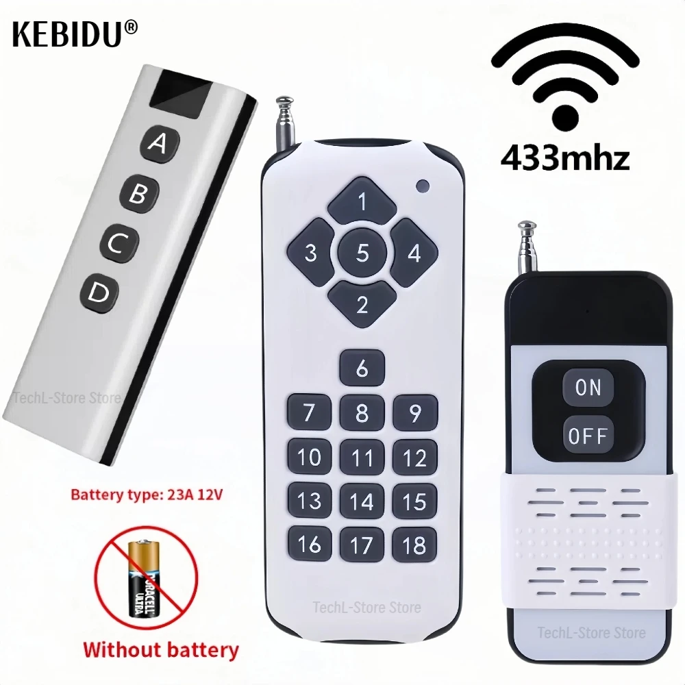 433MHz RF Remote Control 1000M 18 4 2 Keys Wireless Controller Transmitter Learning Code EV1527 For Gadget Gate Garage Door