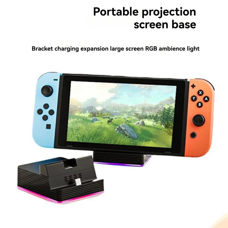 

AF91-Portable Dock Station For Switch With USB-C PD Charging Stand Adapter USB 3.0 Port RGB Light For Nintendo Switch OLED