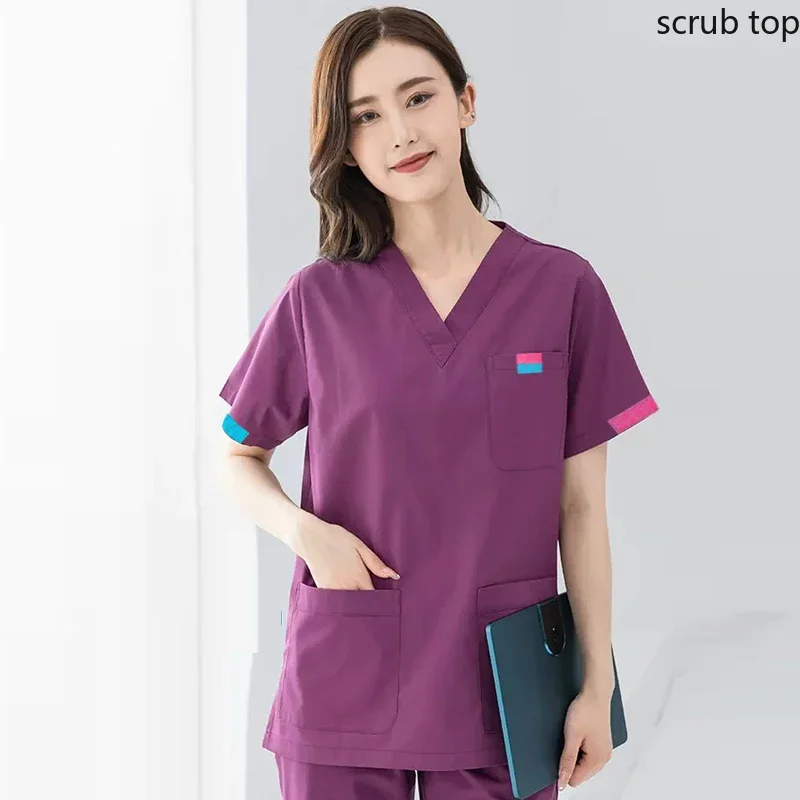 Plug Size S-5XL Nurse Uniform Women Medical Clothes Short Sleeve Scrub Top Cotton Doctor Costume Dentist Hospital Workwear Pants