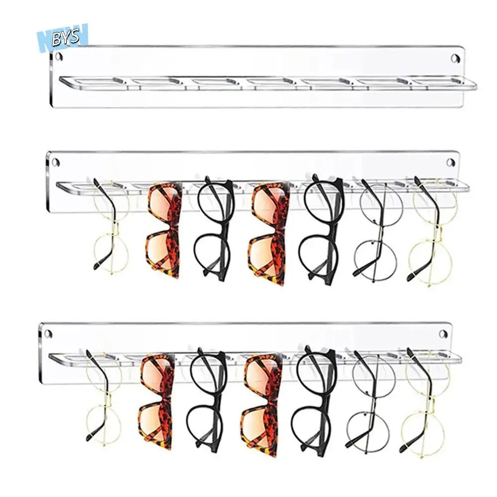 

Durable 7 Holes Eyewear Display Rack Transparent Wall Mounted Sunglasses Display Shelf Acrylic Sunglasses Display Hanger Shops