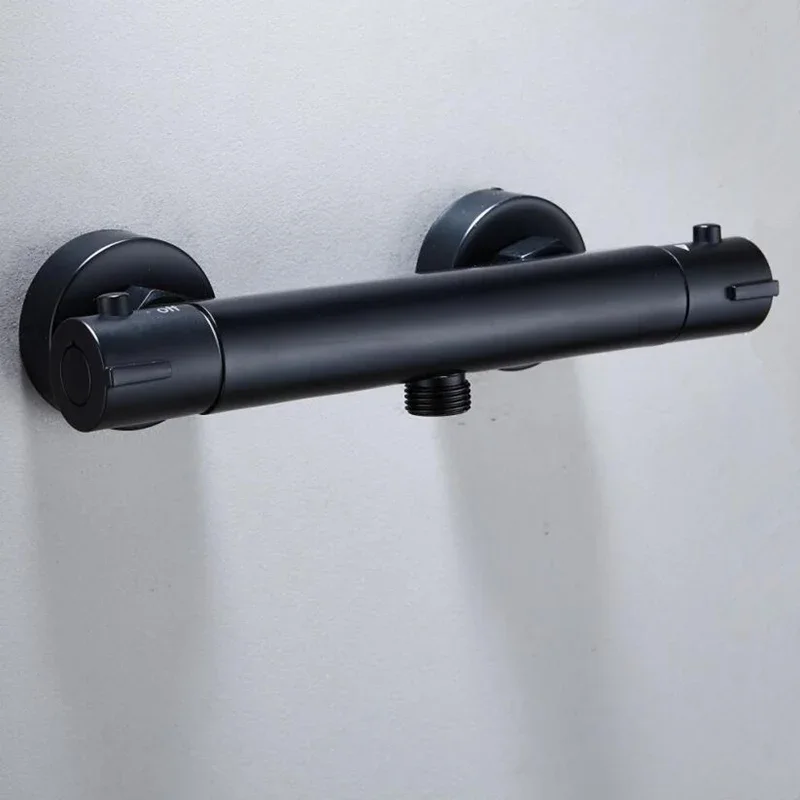 

Black Painting Shower Faucets Thermostatic Bath Mixer With Thermostat Mixer Faucets Wall Mounted Waterfall Bathtub Faucet MY-319