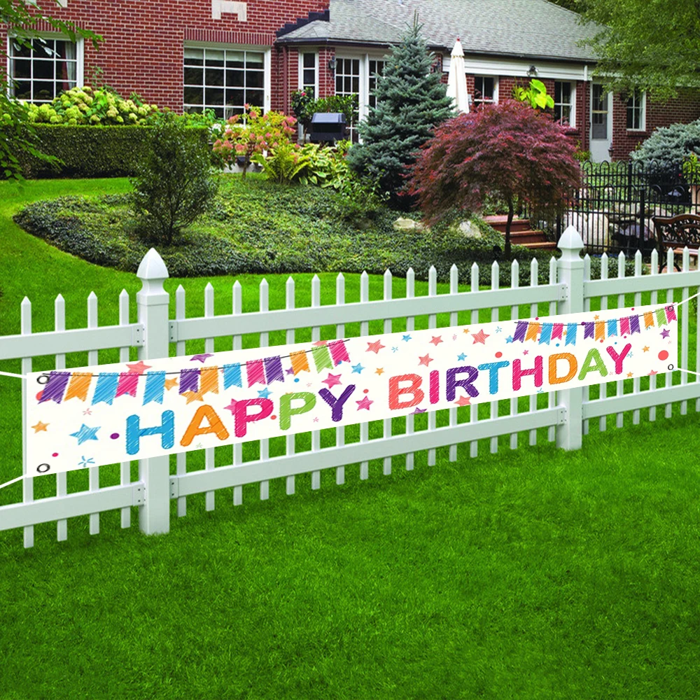 Happy Birthday Decorations Banner Colorful Graffiti Star Flags Kid Adult Birthday Party Decor Photography Background Photo Props