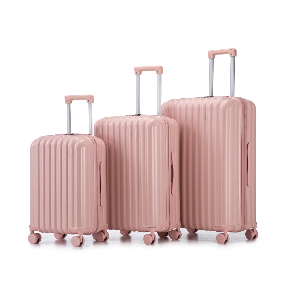 

20"/24"/28" 3 pcs/set in ABS Spinner Wheel Luggage, Carry on Suitcase, with Cup Holder & USB Port & Phone Holder (Pink)