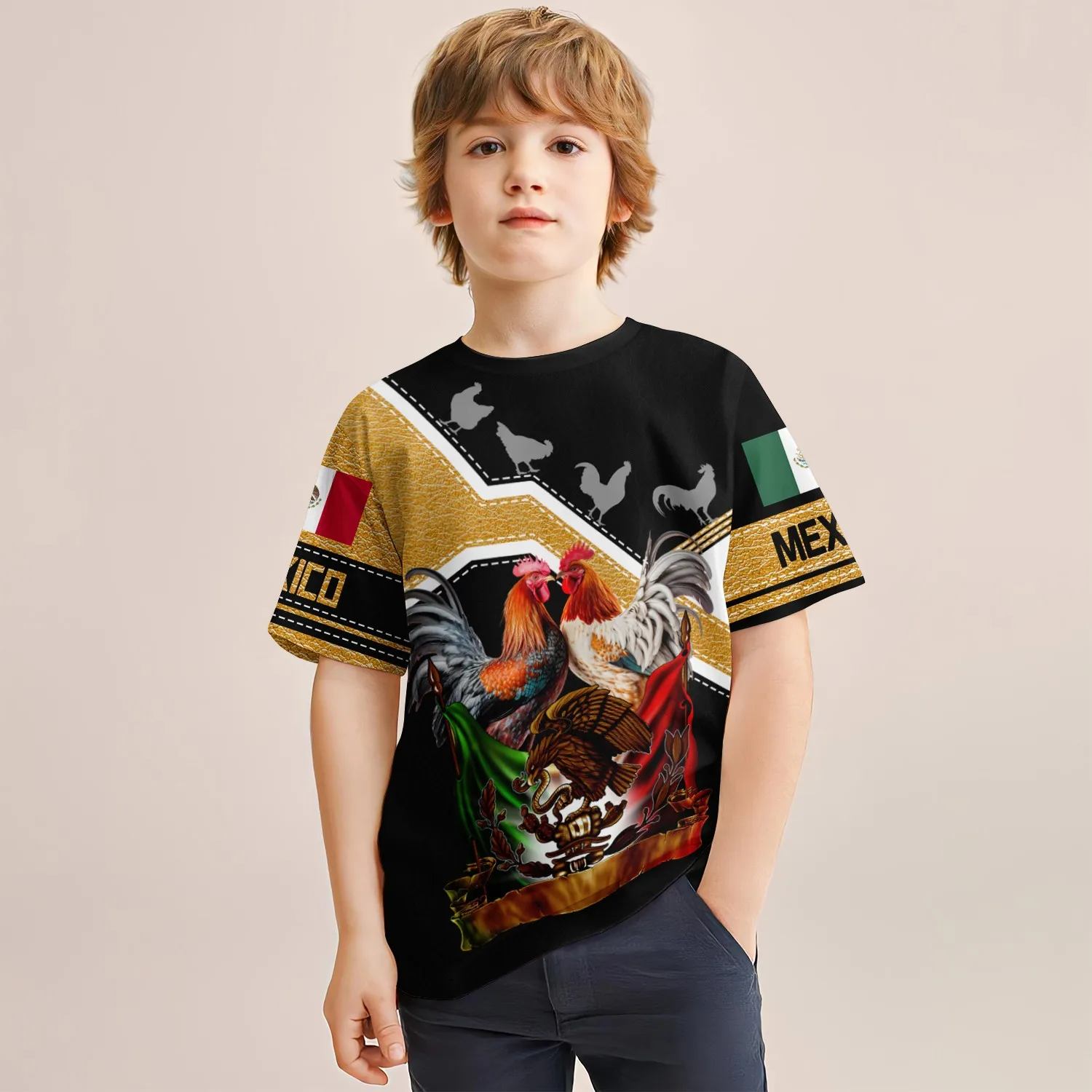 Mexican Style Fashionable Summer Boy T-Shirt Handsome And Cool 3d Printed Boy Short Sleeved Top Popular Party Costume Cartoon