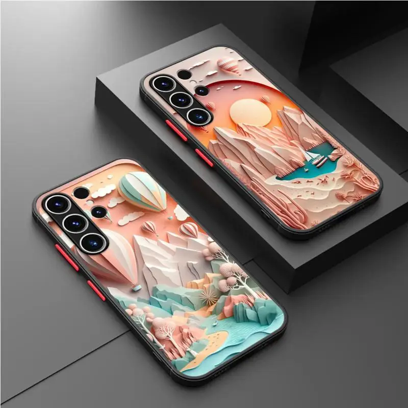 Landscape Creative Balloons Matte Case For Samsung Galaxy S24 S22 S23 S20 S21 FE S10 Plus Capa Note 20 Ultra 10 Phone Fundas