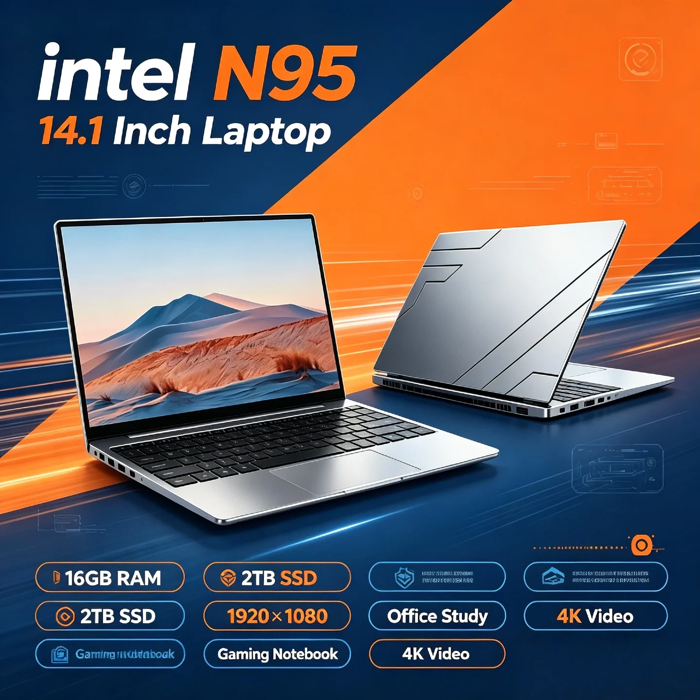 Intel Intel N95 Prime 32GB RAM 1TB 2TB SSD 1920x1080 14.1