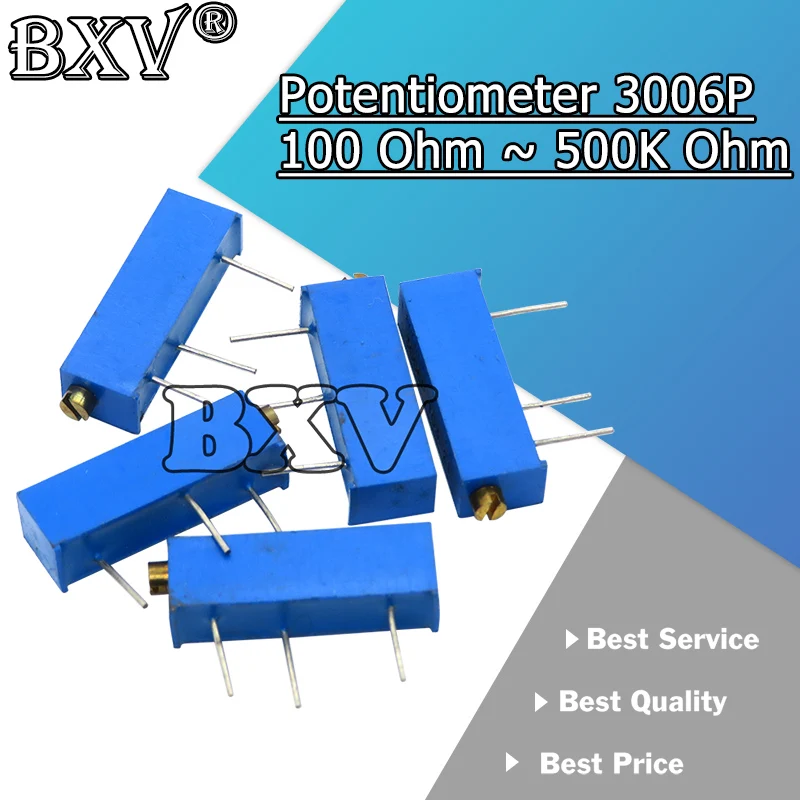 10 SZTUK Nowy 3006P 100 Ohm ~ 500K Ohm Trymer Potencjometr Rezystor 1K 2K 5K 10K 20K 50K 100K 200K 500K 1M 100R 200R 500R