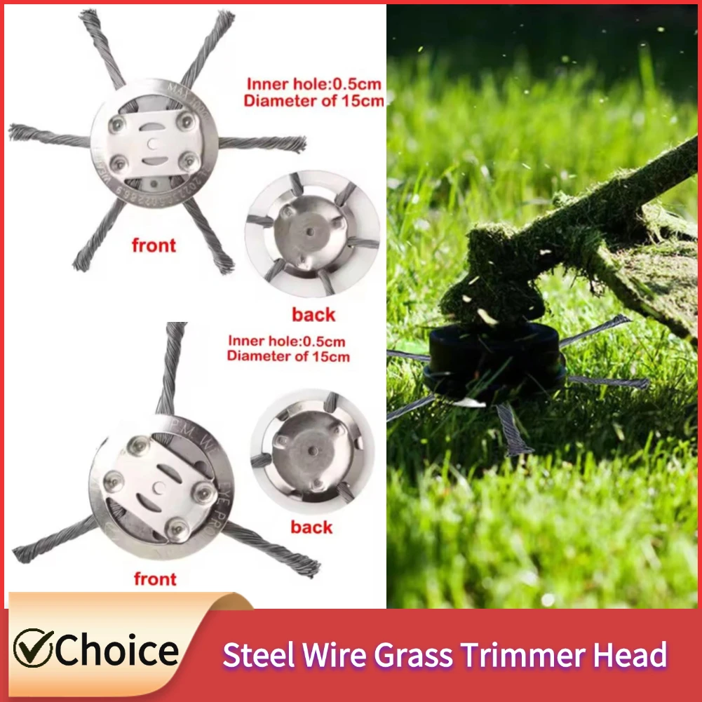 6in Universal Steel Wire Grass Trimmer Head Weeding Brush For Courtyard Sidewalk Lawn Brushcutter Removal Moss Garden Tools