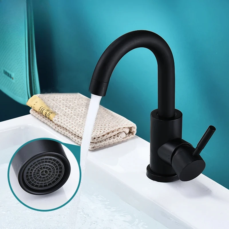 

Bathroom Basin Faucet Matte Black Series for Sink Vessel Stainless Steel Hot and Cold Water Mixer Tap Crane