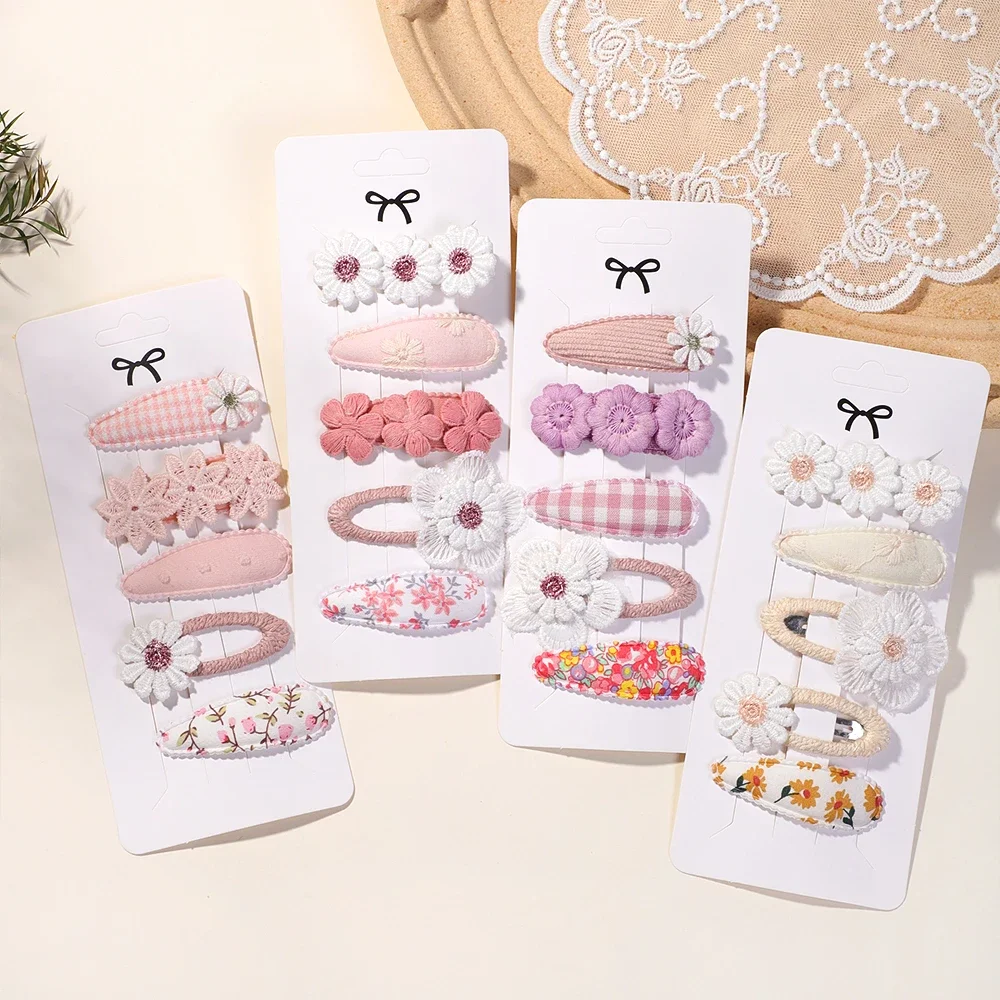5Pcs BB Clips Set for Children Hair Accessories Sweet Printe Hairbangs Hairclip Girls Barrette Ins Style Daisy Hairpin Ornaments - Detail 1