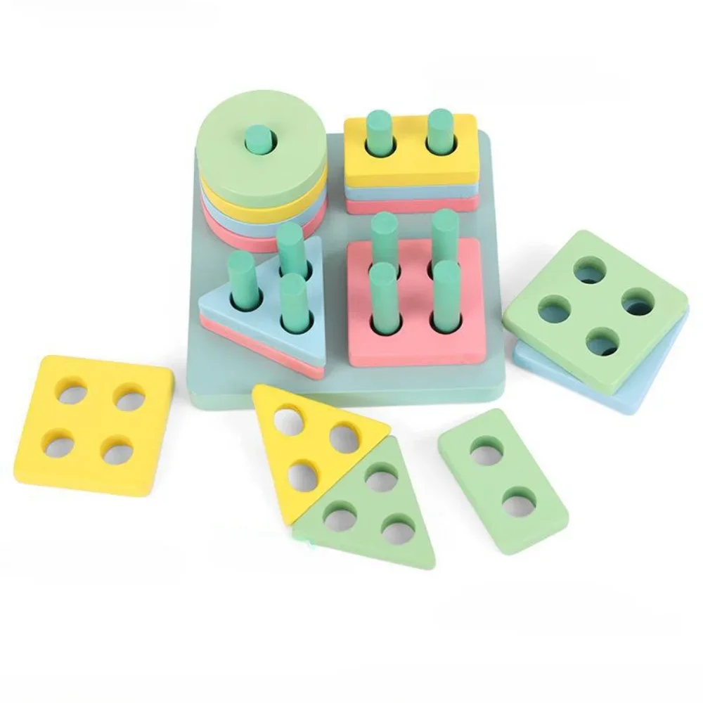 1 Set Montessori, Wooden Block Toys, Exercise Shape and Color Cognition, Hand-eye Coordination, Early Education Educational Toys