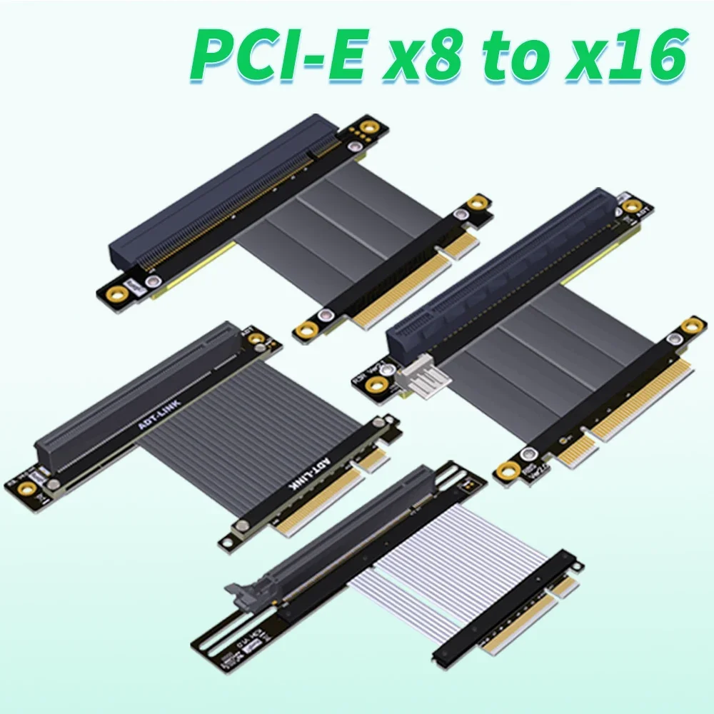 ADT PCI Express 3.0 4.0 X8 To X16 Extension Cable Riser Extender PCI-E 8x 16x Support AMD NVIDIA Graphics Video Cards RTX3060