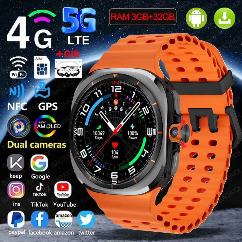 

4G/5G Full Netcom Smart Watch Men Women 500W HD Video Call Smartwatch Sim Card GPS Map WIFI Rotary Camera Google APP Watch Smart