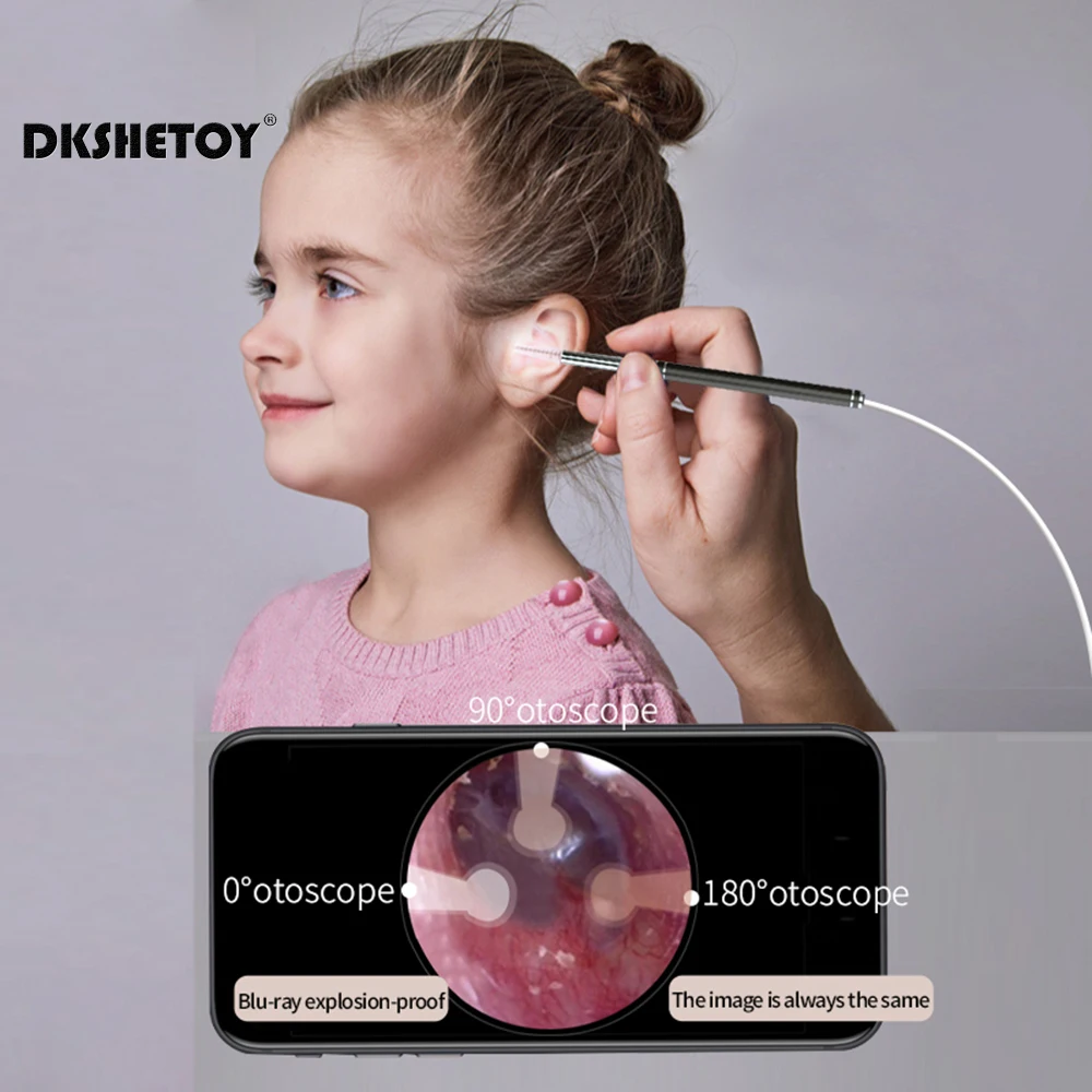 Medical In Ear Cleaning Endoscope Spoon Mini Camera Ear Picker Ear Wax Removal Visual Ear Mouth Nose Otoscope Support Android PC