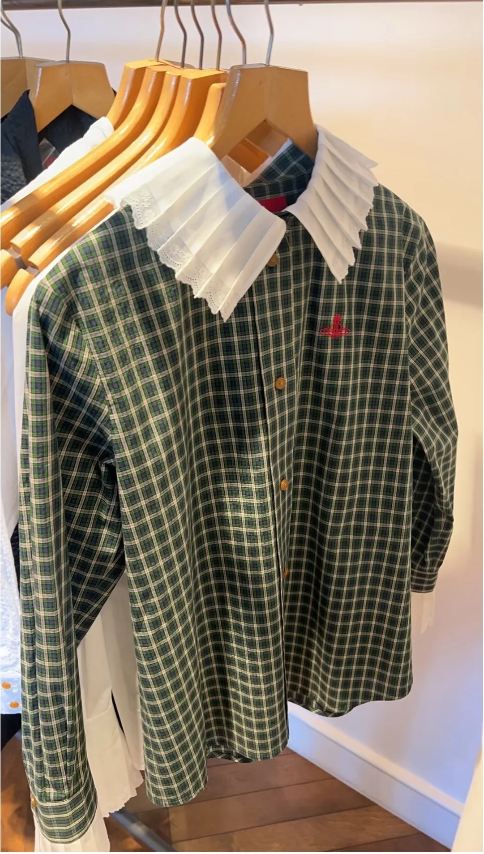 

Delicate Embroidered Plaid Shirt Premium Brand Retro Style Women's Business Casual Long Sleeve Regular Fit Button down