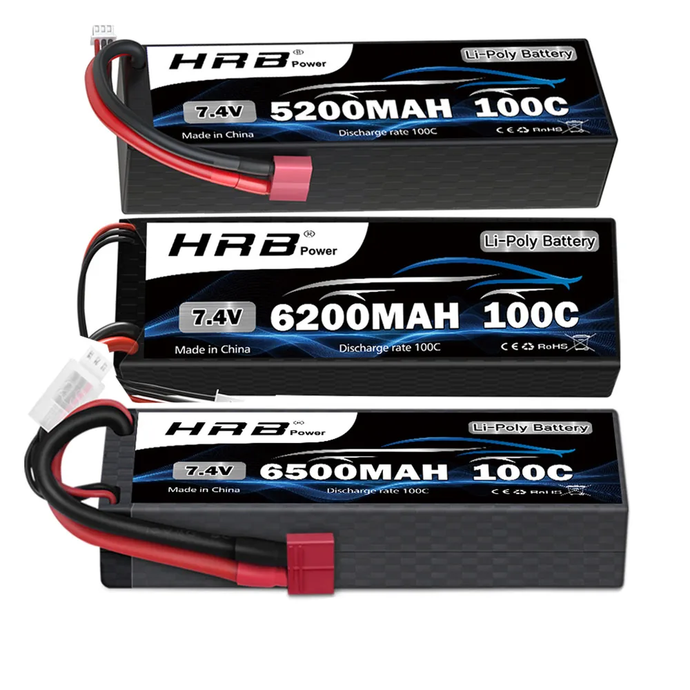 HRB 2S RC Lipo 7,4V 5200mah 6200mah 6500mah RC Auto Lipo Batterie Hard case 100C mit Deans T Stecker für RC Auto Lkw Monster