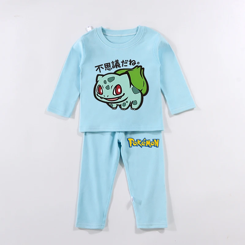 2 STUKS Pokemon Kids Pyjama Set Anime Gedrukt Gengar Pikachu Herfst Winter Warm Shirt Tops Jongens Meisjes Kinderkleding Nachthemd