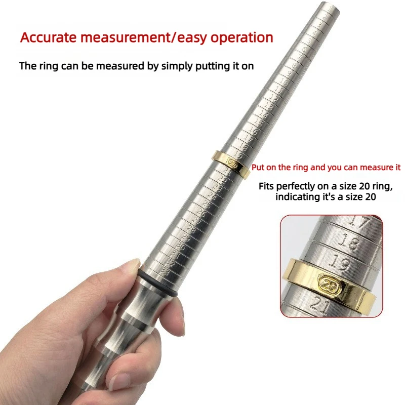Solid Steel Ring Mandrel, US & JP & HK Sizes, Patterned Handle, Ring Sizing & Shaping Tool for Jewelry Repair & DIY Making