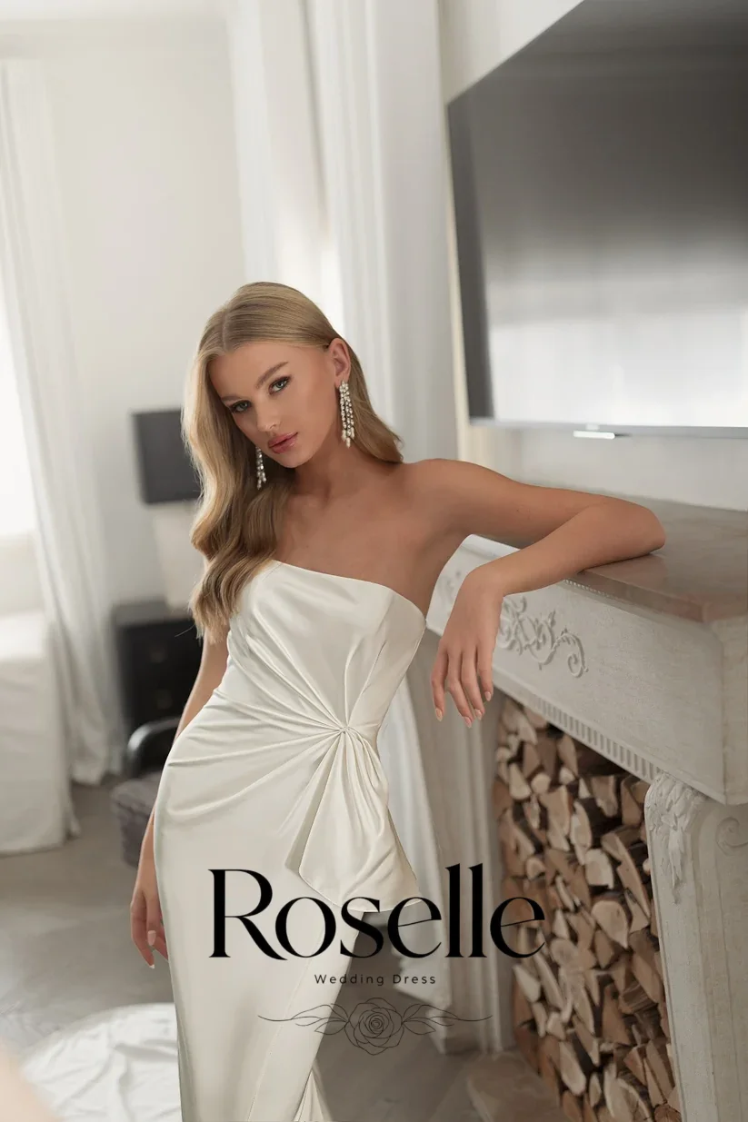 ROSELLE Elegant Strapless Sleeveless Mermaid Wedding Dress Open Back Pleat Sweep Train 2026 Bridal Customized свадебное платье