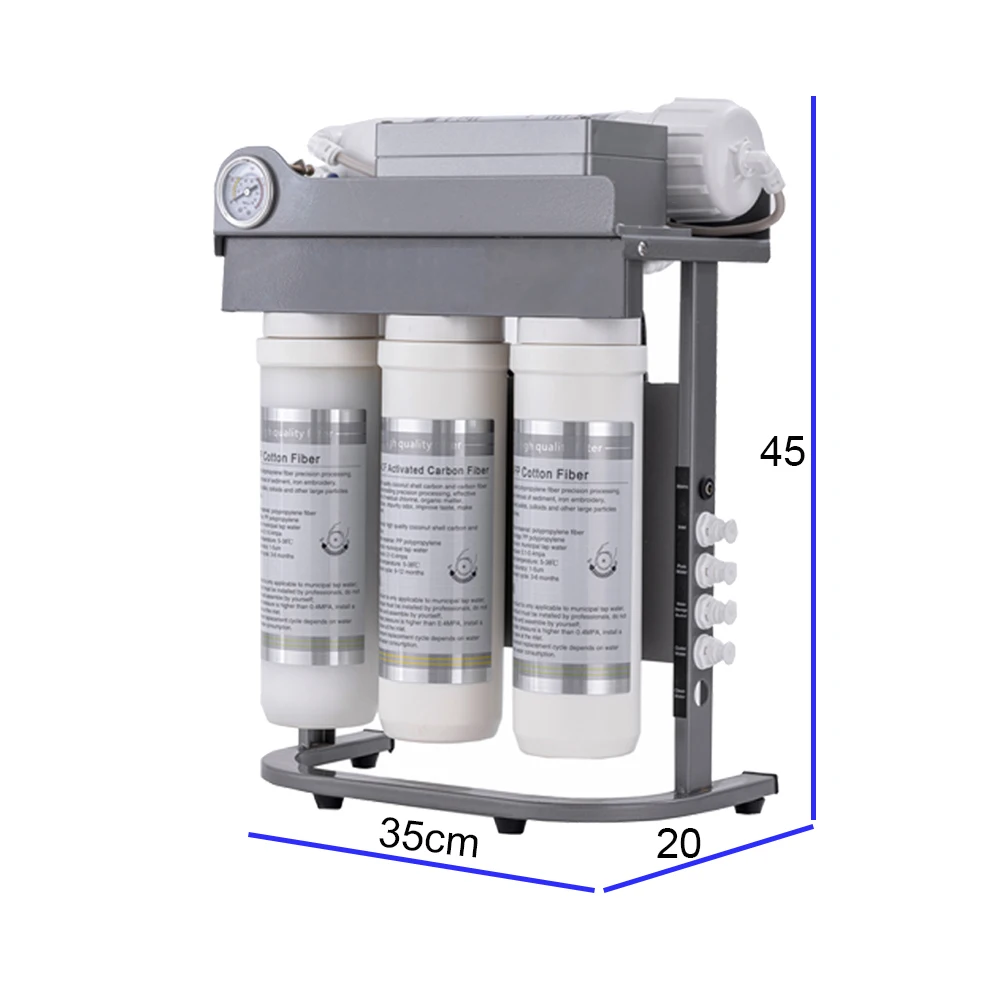 

100GPD электрический автоматический фильтр для воды обратного осмоса, компактная раковина, система RO, быстрое подключение, пластиковый очиститель для домашнего использования