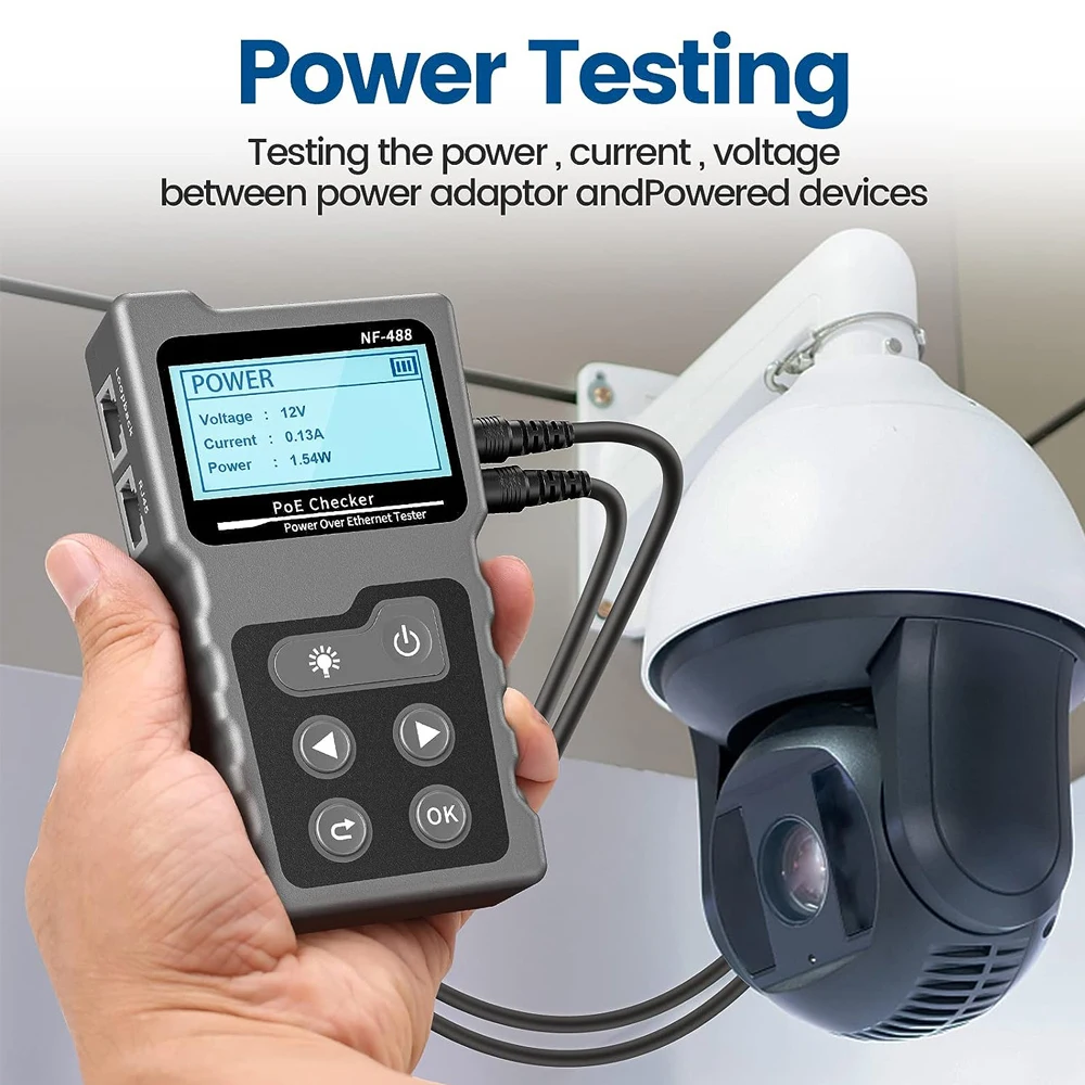 Noyafa Network Cable Tester Poe Checker Ethernet Cable Tester Continuity Tester DC Power Switch Loop-Back Test NF-488