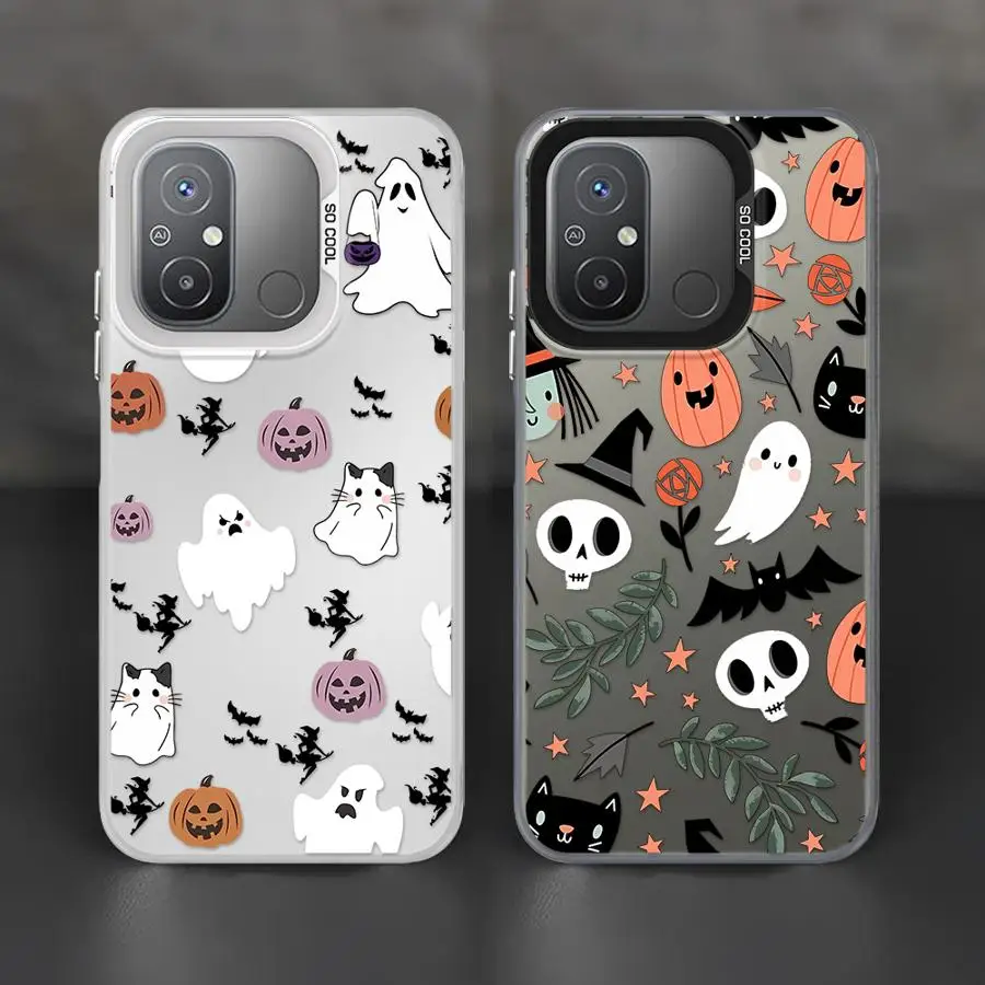 Capa de telefone para xiaomi poco c50 x3 nfc c51 c61 x3 pro casca macia abóbora morcego feliz fantasma padrão