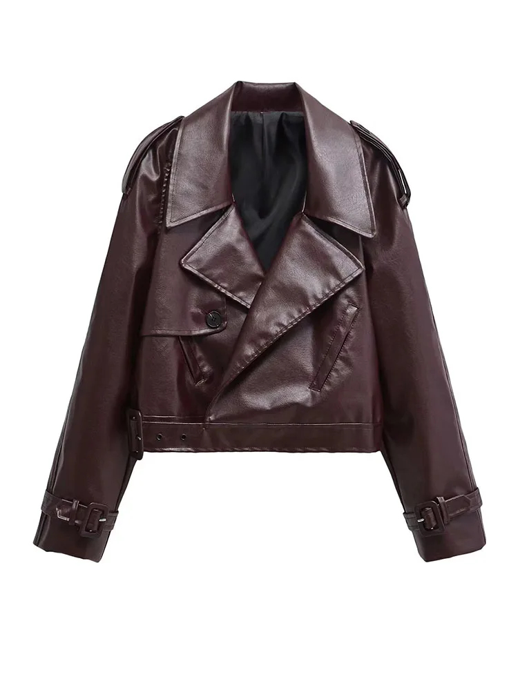 BBWM フェイクレザーボンバージャケット女性のジャケットファッションクロップドジャケット女性ストリートアウターウェア長袖ジャケットコート