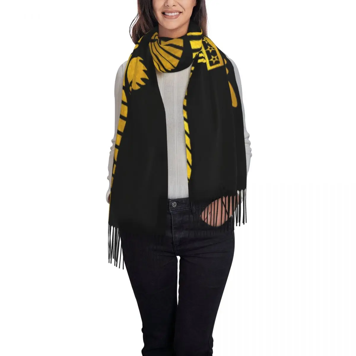 Stylish Aramean Suryoyo Flag Tassel Scarf Women Winter Fall Warm Shawl Wrap Lady Assyria Scarves