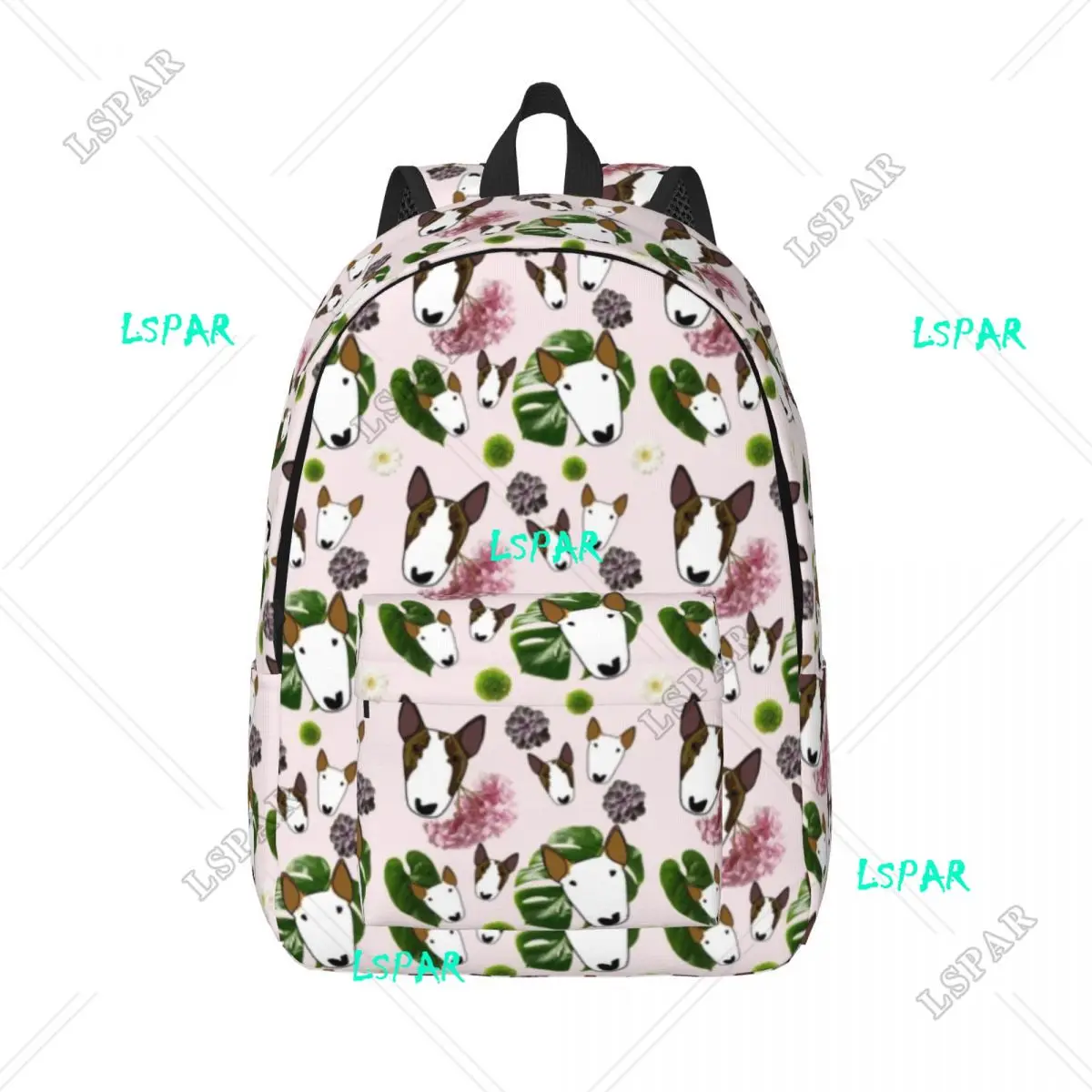 Tropical Print Canvas Backpack for Women Men Water Resistant School College Bull Terrier Dog Bag Printing Bookbags