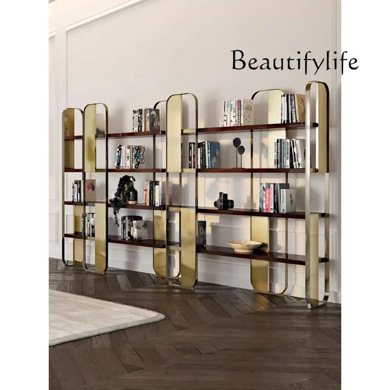 

C40 Итальянская простая полка Современная легкая роскошная книжная полка Металлическая стойка для салона красоты Простая комбинация