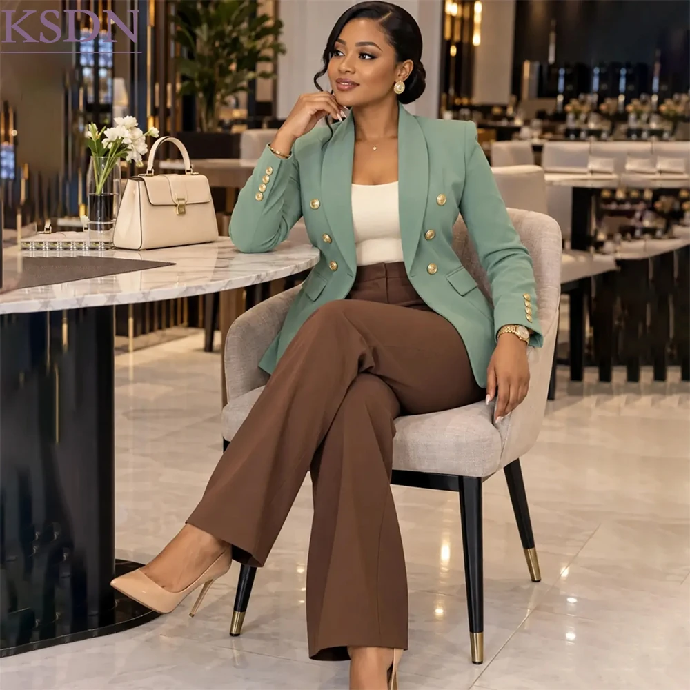 Formal Business Event Women's Suits Customzied Double Breasted Shawl Lapel 2 Piece Jacket Pants Sets Office Lady Outerwear