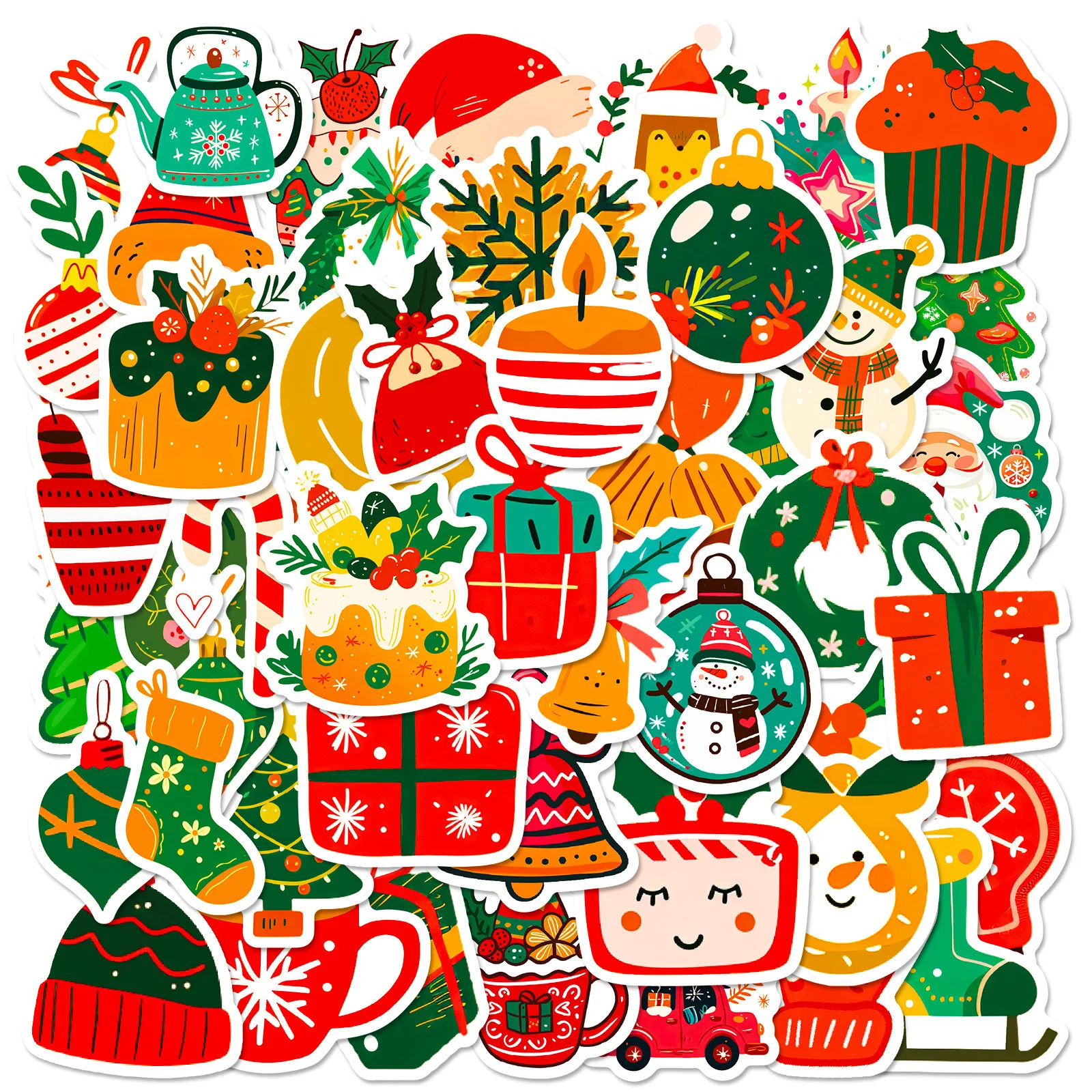 50/100 Stück Cartoon-Weihnachtselemente Personalisierte Aufkleber Party-Geschenk-Dekoration Reisebox Graffiti Wasserfeste Aufkleber