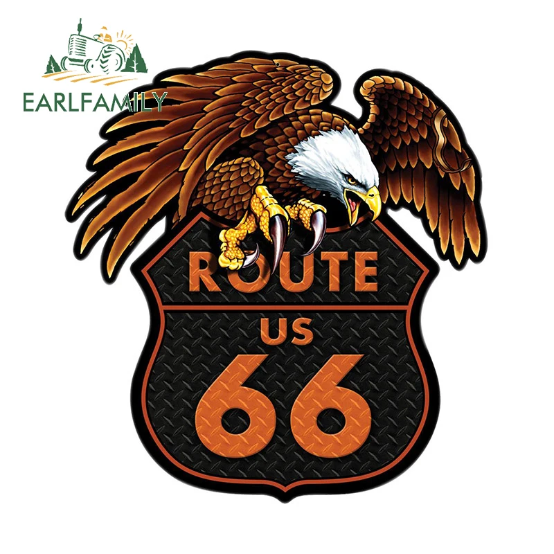 EARLFAMILY 13cm Retro 66 Route Car Stickers Personality Waterproof Decal Laptop Bumper Windows Trunk Motorcycle Car Accessories