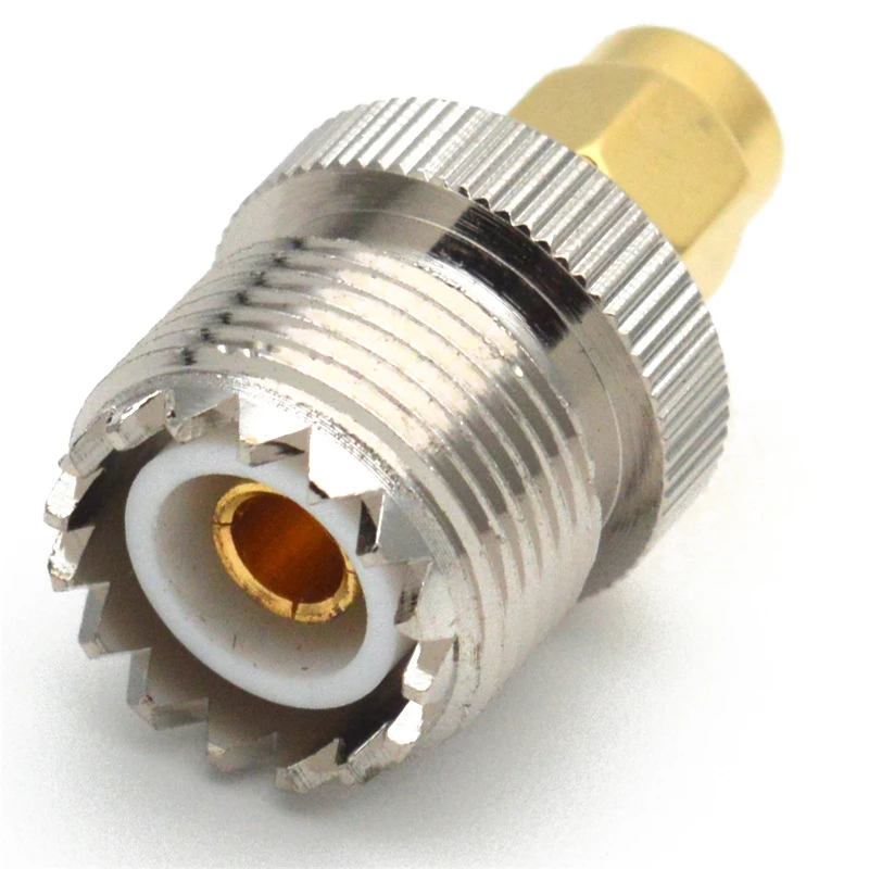 UHF أنثى إلى SMA ذكر RF محوري محول موصل ، مستقيم النحاس النيكل مطلي ، SO-239 SO239 ، 1 قطعة